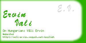 ervin vali business card
